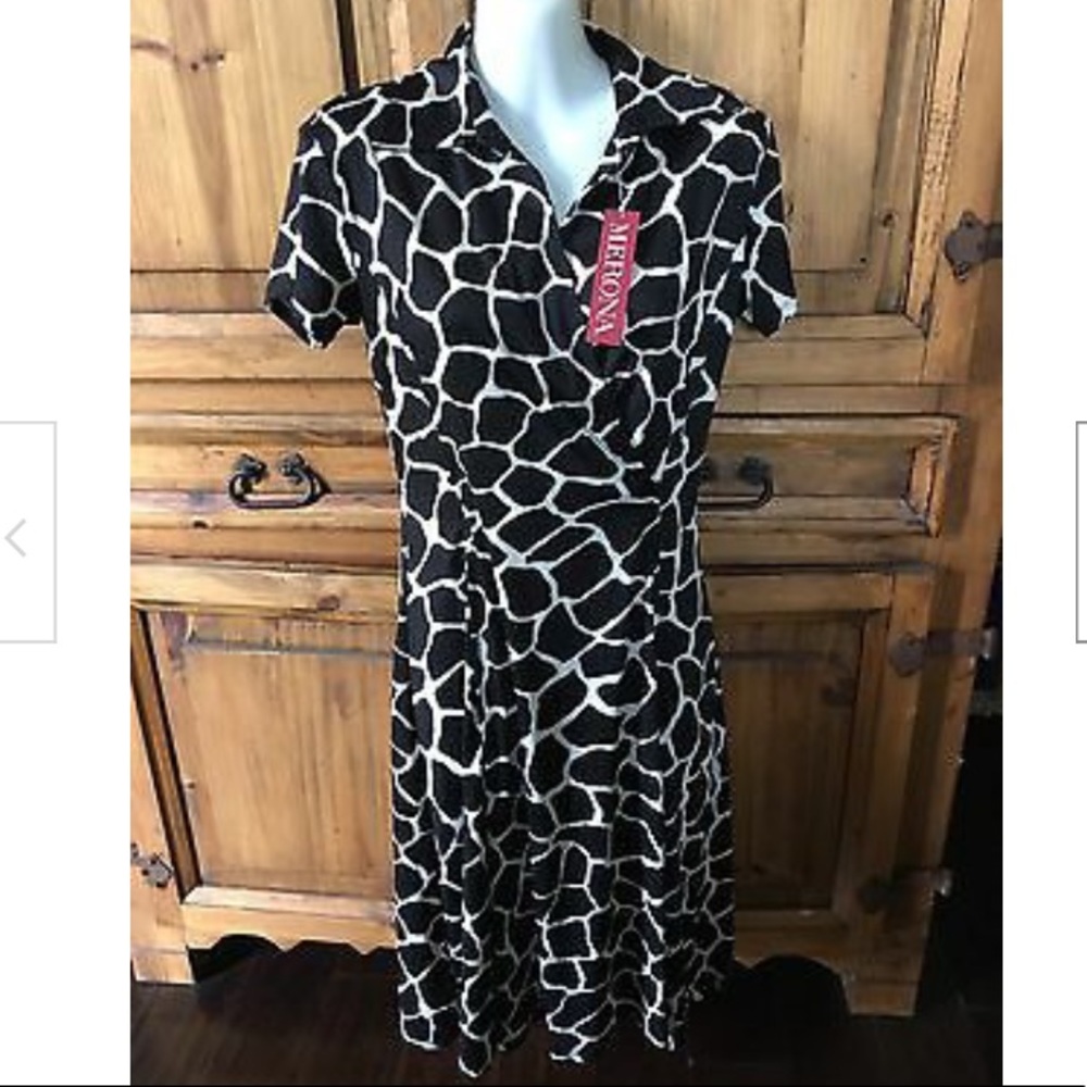 Women's Black and Cream Wrap Dress